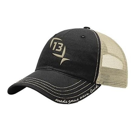 13 Fishing Standard Issue The Sully, Black Curved Brim, Snapback Ballcap, Black WTan Fish Logo, Unstructured,  HUS2